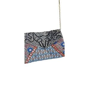Zara Embellished Sequinned And Stone Detailed Envelope Large Clutch Handbag
